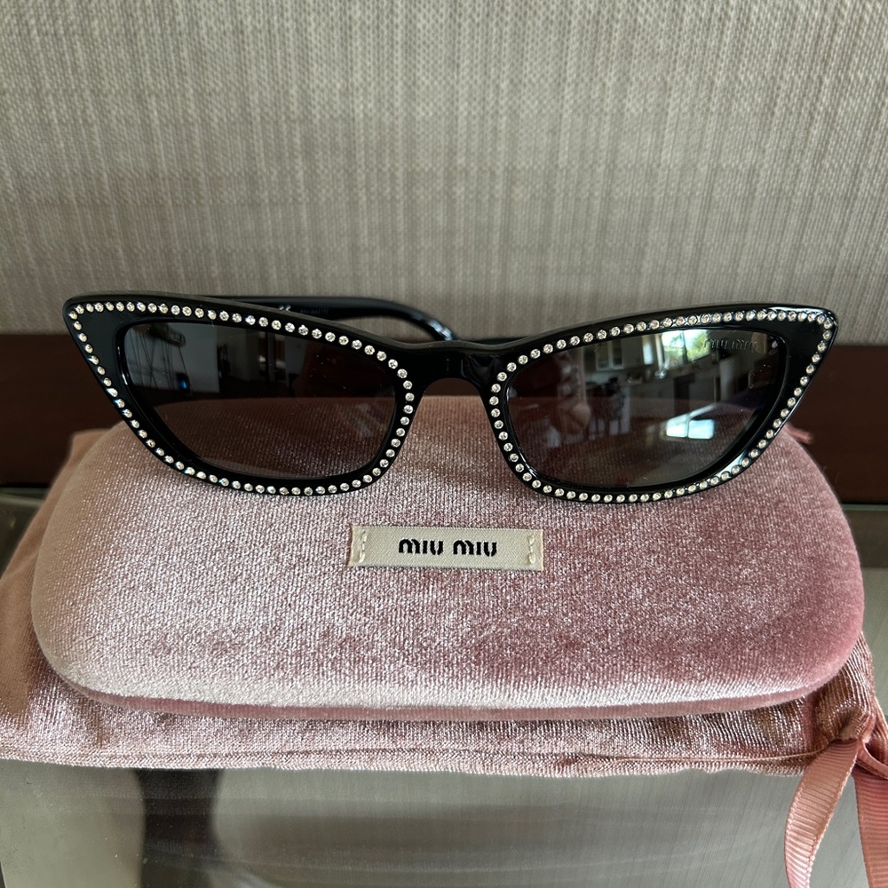 Miu Miu Black Crystal-Embellished Sunglasses
